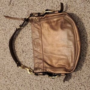 Coach Large Zoe Gold Bronze Metallic Leather Hobo Bag